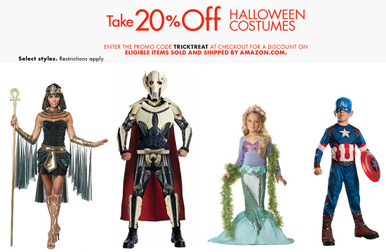 Amazon - 20percent off Halloween costumes