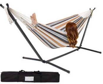 Best Choice Products Double Hammock With Space Saving Steel Stand Includes Portable Carrying Case