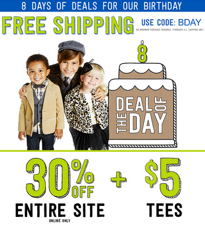 Crazy 8 Birthday - free shipping plus 30percent off entire site