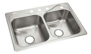 STERLING Southhaven X Self-Rimming Stainless Steel 33 in. 4-Hole Double Bowl Kitchen Sink