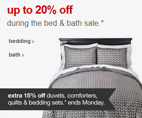 Target Bed and Bath Sale - extra 15percent off