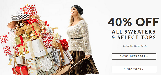 Lane Bryant - 40percent off sweaters and tops