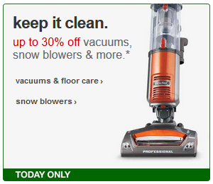 Target - 30percent off vacuums, snow blowers, more