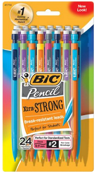 BIC Pencil Xtra Strong (colorful barrels), Thick Point (0.9 mm), 24-Count