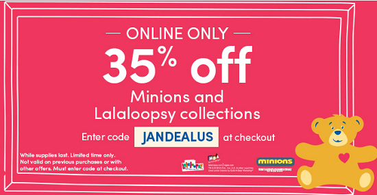 Build-a-Bear - 35percent off Minions and Lalaloopsy collections
