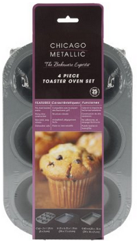 Chicago Metallic Non-Stick 4-Piece Toaster Oven Set