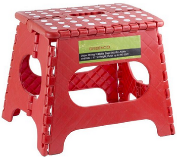 Greenco Super Strong Foldable Step Stool for Adults and Kids, 11inch, Red