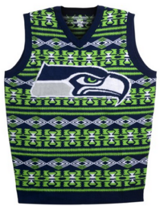 NFL Football 2015 Aztec Print Ugly Holiday Sweater Vest - Seahawks