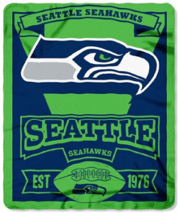 NFL Seattle Seahawks Marque Printed Fleece Throw, Blue, 50 x 60