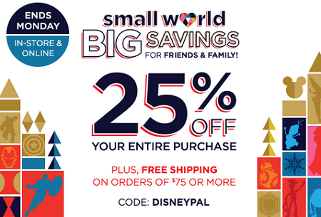 Disney Store - Friends and Family Sale - 25percent off