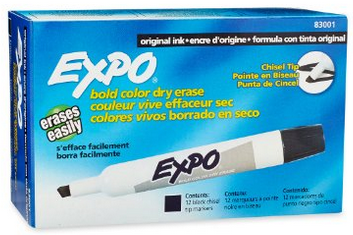Expo Original Dry Erase Markers, Chisel Tip, 12-Pack, Black