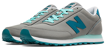 New Balance 501 Women's Lifestyle & Retro Shoe, gray with teal