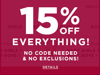 Old Navy - 15percent off everything 2-11-16