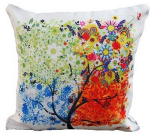 18 X 18 Decorative Cotton Linen Square Throw Pillow Case Cushion Cover Throw Pillow Shell Pillowcase for Sofa - Colorful Tree