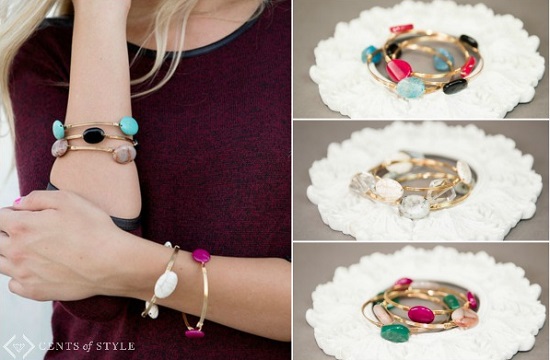 Cents of Style - Kimberly semi-precious 3 stone bangle