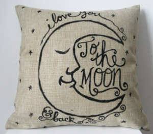 Generic I Love You to the Moon and Back Cotton Throw Pillow Case Vintage Cushion Cover, 18 x 18