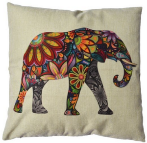 Generic Linen Cute Elephant Cotton Decorative Throw Pillow Case Cushion Cover, 18 x 18