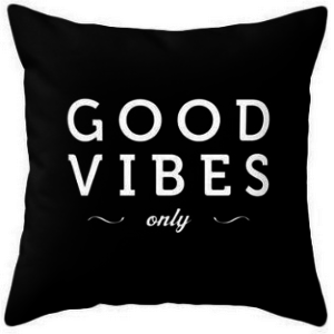 Good vibes only Black typography throw pillow Black and white pillow case