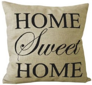 LINKWELL 18x18 -Black Grey Home Sweet Home Simple Words Big Love- Burlap Cushion Covers Pillow Case
