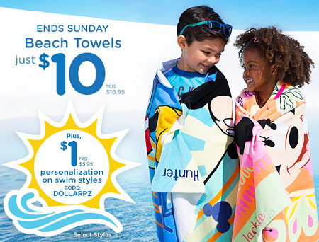 Disney Store - Beach Towels 10dollars plus 1dollar personalization