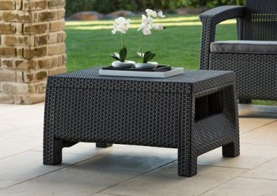 Keter Corfu Coffee Table New All Weather Outdoor Patio Garden Backyard Furniture, Charcoal