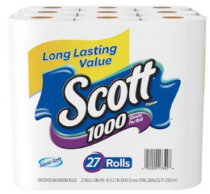 Scott 1000 Bath Tissue, One-Ply, 1000 Sheet Rolls (27 Count)