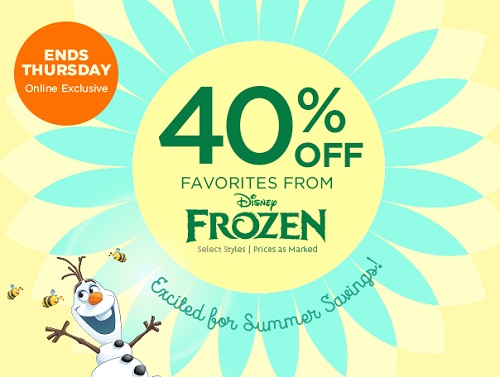 Disney Store - 40percent off Frozen 5-24-16