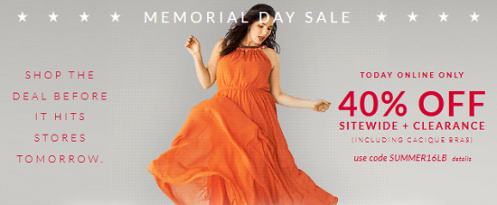 Lane Bryant - 40percent off sitewide and clearance