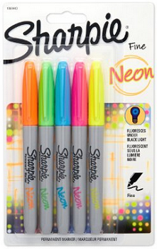 Sharpie Permanent Markers, Fine Point, Assorted Neon Colors, 5-Pack (1860443)