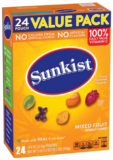 Sunkist Fruit Snacks Value Pack, Mixed Fruit, 19.2 Ounce, 24 Count