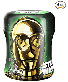 Trident White Sugar Free Gum in Collectable C-3PO Bottle (Spearmint, 60-Piece, 4-Pack)