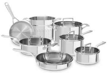 KitchenAid Tri-Ply Stainless Steel 12-Piece Set, Stainless Steel Finish