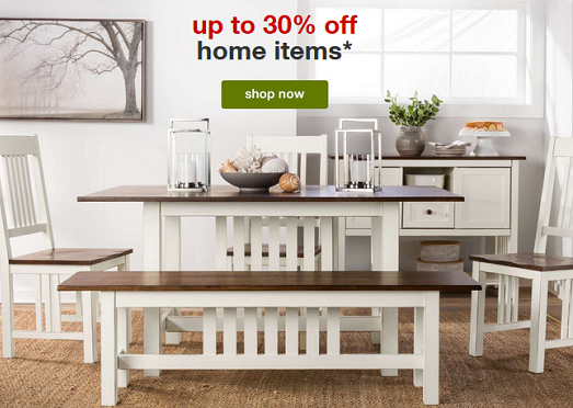 Target - up to 30percent off home items