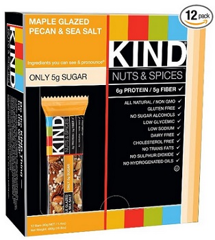 KIND Bars, Maple Glazed Pecan & Sea Salt, Gluten Free, 1.4 Ounce Bars, 12 Count