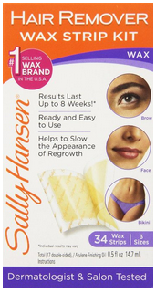 Sally Hansen Hair Remover Wax Strip Kit for Face, Brows & Bikini, 34 Strips (17- Double Sided Strips)