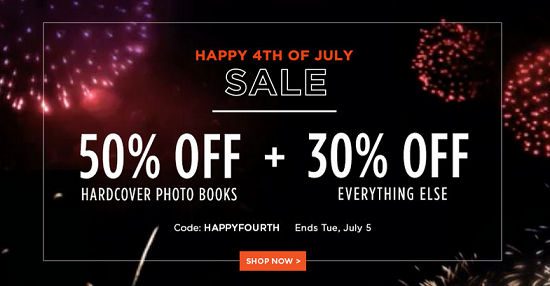 Shutterfly - 50percent off photo books, 30percent off everything else 7-3-16