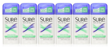 Sure Original Solid Anti-Perspirant and Deodorant, Unscented, 2.7-Ounces (Pack of 6)