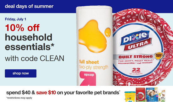 Target - 10percent off household essentials