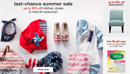 Target - sumer sale up to 30percent off