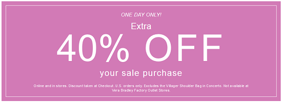 Vera Bradley - extra 40percent off sale
