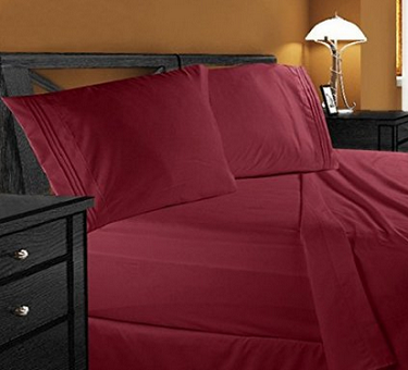 Clara Clark Premier 1800 Collection 4pc Bed Sheet Set - Queen Size, Burgundy Red