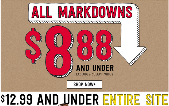 Crazy 8 - all markdowns 8.88 and under 8-25-16