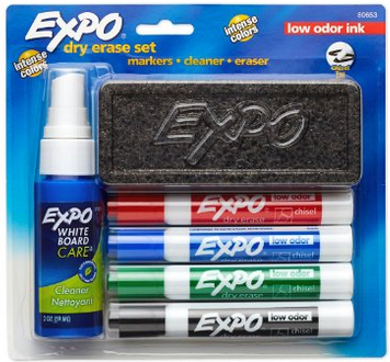Expo Low-Odor Dry Erase Set, Chisel Tip, 6-Piece, Assorted Colors
