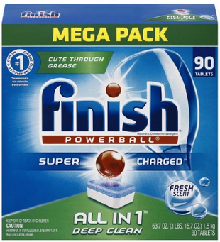 Finish All in 1 Powerball Mega Pack, 90 Tablets, Super Charged Automatic Dishwasher Detergent, Fresh Scent
