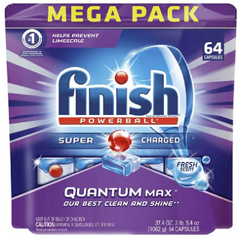 Finish Quantum Max Powerball, 64 Tablets, Super Charged Automatic Dishwasher Detergent, Fresh Scent