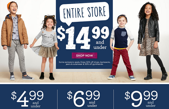 Gymboree - entire store 14.99 and Under 8-10-16