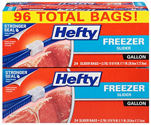 Hefty Slider Freezer Bags, Gallon, 96 Count