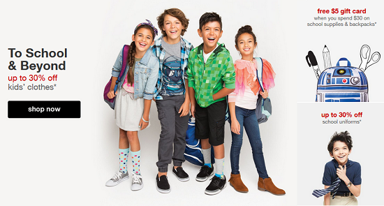 Target - up to 30percent off kids clothes