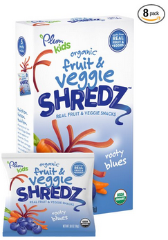 Plum Kids Organic Fruit and Veggie Shredz, Rooty Blues, 5-Count (Pack of 8)