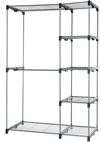 AmazonBasics Double Rod Freestanding Closet, Silver - $19.36 (reg. $36. ...